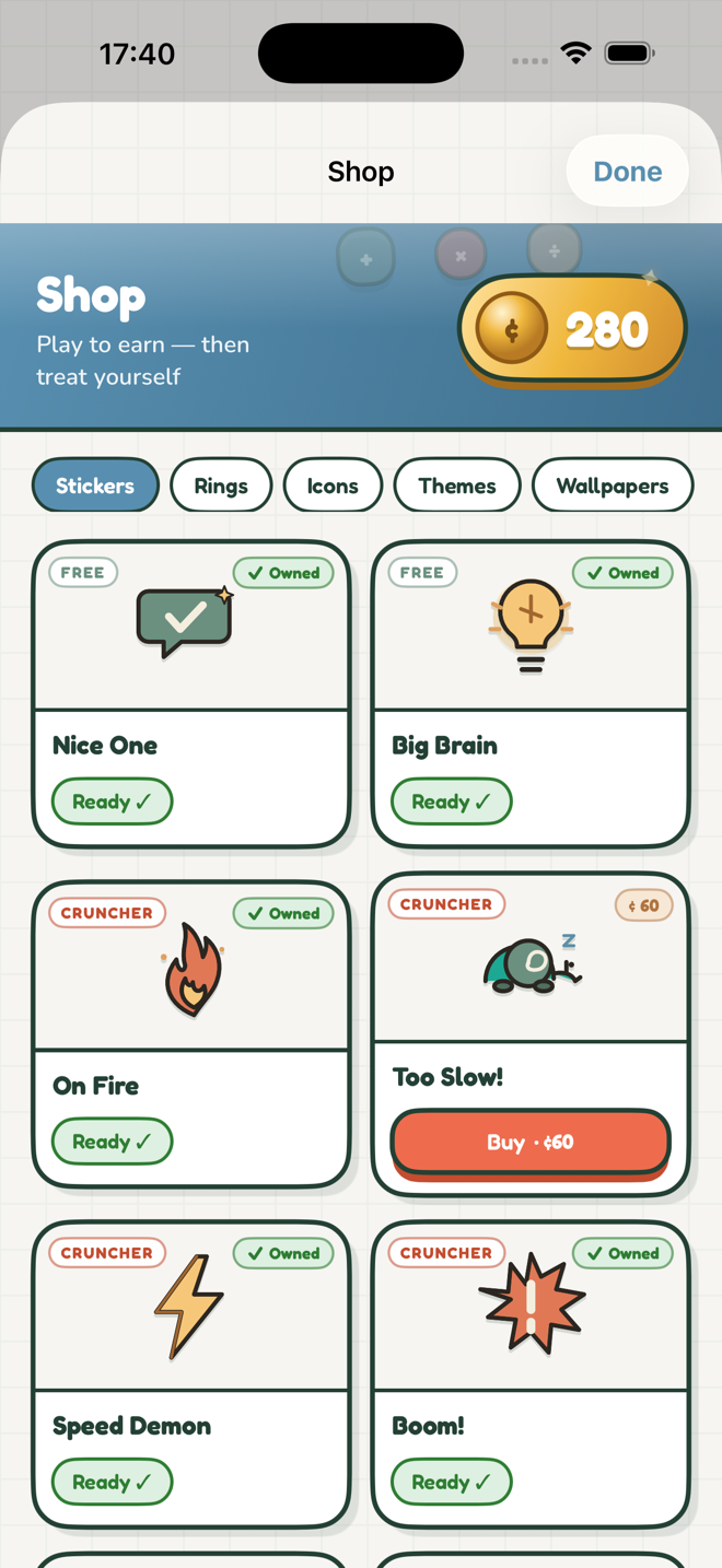 Earn coins, shop for rewards